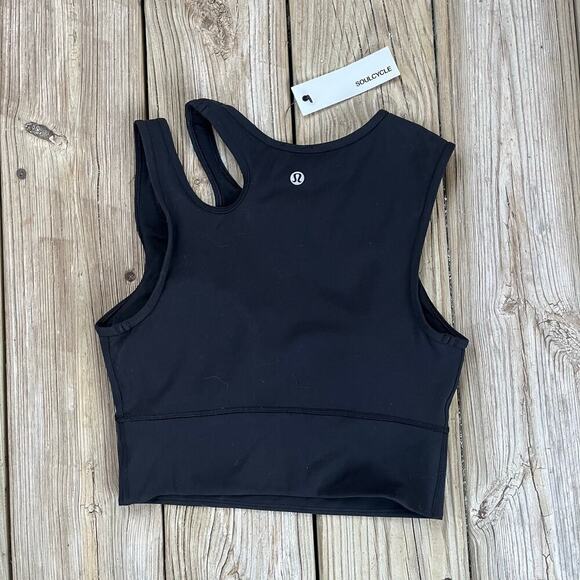 Lululemon X Soulcycle Women's Black Mastered Motion Crop Tank Size 4. NEW - Picture 2 of 8